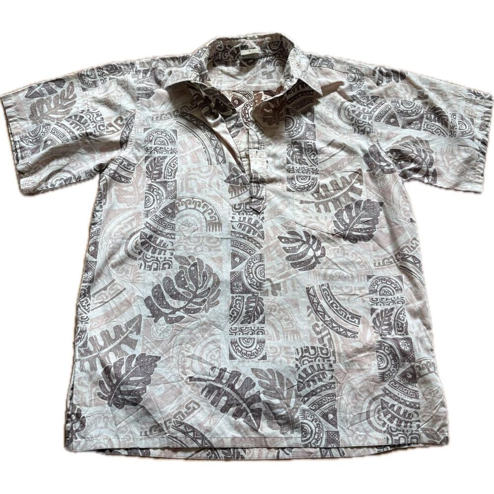 Go Barefoot Polynesian Hawaiian Shirt Men’s Size L